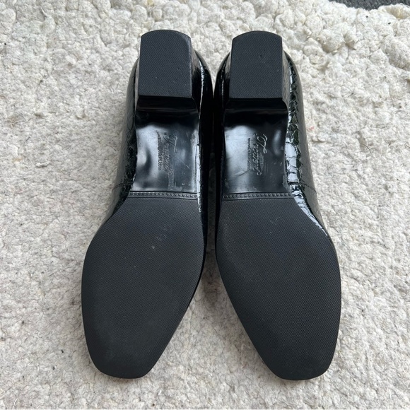 Trotters: Black Patent Leather Reptile Print Business Kitten Heels Size 8 - Picture 5 of 9